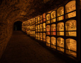 Guy Delforge perfume factory - Namur - Underground - Exhibition of vials with different scents